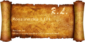 Roszinszky Lili névjegykártya